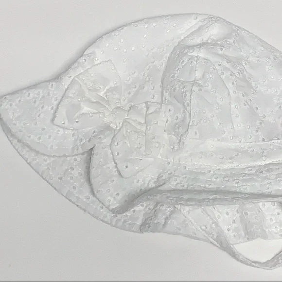 Wonder Nation |Girls Toddler One Size | White Eyelet Strap/Bow Sun Hat NEW NWT - Picture 4 of 10